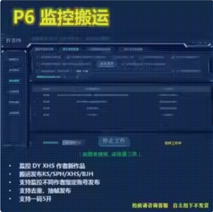 p6视频搬运软件-抖音搬砖到快手实时监控自动发布软件-创界玩